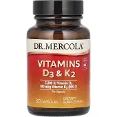 Dr. Mercola , Vitamiinit D3 & K2, 30 Kapsulia