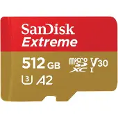 SanDisk Extreme 512 Gt MicroSDXC UHS-I U3 V30 A2 -muistikortti + SD-adapteri