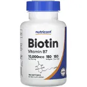 Nutricost - Biotiini kookosöljyllä 10 000 µg (150 pehmeää kapselia)