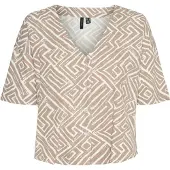 Vero Moda Pusero 'VMJESMILO' tummabeige / valkoinen