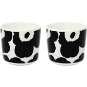 Marimekko Oiva - Unikko korvaton kahvikuppi, 2 kpl, valkoinen - musta