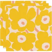 Marimekko Pieni Unikko Napkin 3 Pcs - Yellow - ONE SIZE