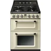 Smeg 60 cm Victoria kaasuliesi kahdella uunilla, Creme