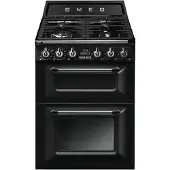 Smeg TR62BL 60 cm Victoria kaasuliesi kahdella uunilla, Musta