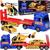 Hobby Hall Pelastusajoneuvosetti, jossa on kuorma-auto, helikopteri ja auto