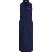 Ralph Lauren Stretch-Cotton Sleeveless Polo Dress - Navy - XS