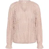 Cream Crtully V-Neck Lace Blouse - Pink - 36