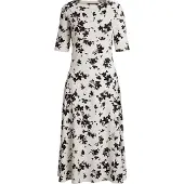 Ralph Lauren Floral Stretch Cotton Midi Dress - Cream - XS
