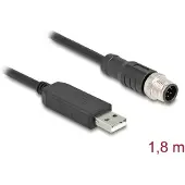 DeLOCK – M12 Sarjaliitäntäkaapeli FTDI-piirisarja, USB 2.0-A uros M12 RS-232 uros 1,8 m Musta (64257)