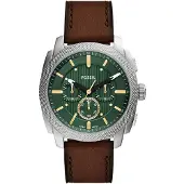 Fossil Analoginen kello 'Machine' ruskea / vihreä / hopea