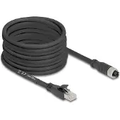 DeLOCK 80595, 10 m, Cat5e, S/FTP (S-STP), M12, RJ-45, Musta