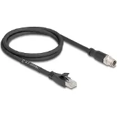 DeLOCK 80577, 1 m, Cat5e, S/FTP (S-STP), M12, RJ-45, Musta