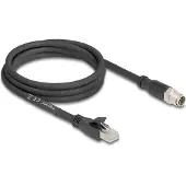 DeLOCK 80579, 2 m, Cat5e, S/FTP (S-STP), M12, RJ-45, Musta