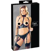 Cottelli collection Cottelli Bondage Rintaliivisetti Sukkanauhoilla - Black - XL