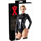 Late X Latex-pitkähihainen naisten body (musta) - 2XL