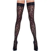Cottelli Legwear - leopardikuvioiset stay-up sukat - musta - 5