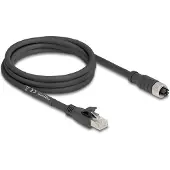 DeLOCK 80590, 2 m, Cat5e, S/FTP (S-STP), M12, RJ-45, Musta