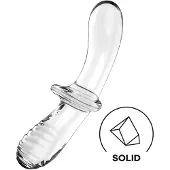 Satisfyer Double Crystal - kaksipäinen lasidildo - läpinäkyvä