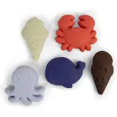 Filibabba Silicone Sand Toys Blue Mix vesilelu 5 kpl