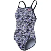 Zone3 Women's Strap Back Pacific Koa Grey Black Swimsuit, Size Size 32