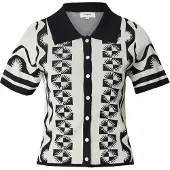 Suncoo Paris Gabera - Black And White Jacquard Polo Jumper - Cream - XS