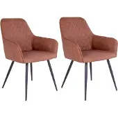 House Nordic Vintage ruskea keinonahkavarsi ruokatuoli mustilla jaloilla