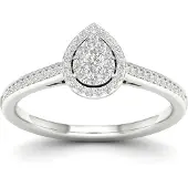 Lykken Elegance valkokultainen timanttisormus 0,25 ct pisara-190