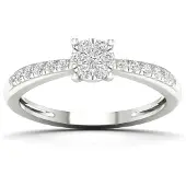 Lykken Elegance valkokultainen timanttisormus 0,20 ct sivukivellinen halo-160
