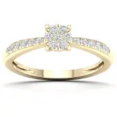 Lykken Elegance kultainen timanttisormus 0,20 ct sivukivellinen-190