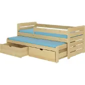 ADRK Furniture Lasten sänky Tomi 04 200x90 sivusuojalla, ruskea