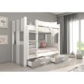 ADRK Furniture Kerrossänky Arta patjalla, 80x180 cm, valkoinen/harmaa