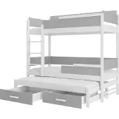 ADRK Furniture Kerrossänky Queen patjoineen, 80x180 cm, valkoinen/harmaa