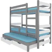 ADRK Furniture ADRK Huonekalut Karlo-kerrossänky, harmaa/valkoinen