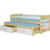 ADRK Furniture Lastensänky Tiarro 90x200 cm sivusuojalla, vaaleanruskea/valkoinen