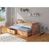 ADRK Furniture Lasten sänky turvalaidalla Tiarro 90x200 cm, roosa/ruskea