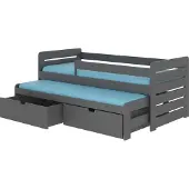ADRK Furniture Lasten sänky Tomi 04 180x80 turvalaidalla, tummanharmaa