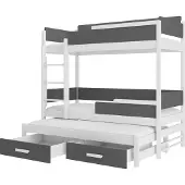 ADRK Furniture Kerrossänky Queen patjoineen, 90x200 cm, valkoinen/harmaa