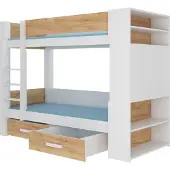 ADRK Furniture Kerrossänky Garet 80x180 cm, valkoinen/ruskea