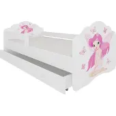 ADRK Furniture Lasten sänky Casimo Girl with Wings, 80x160, valkoinen