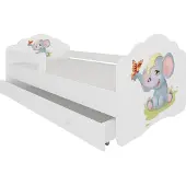 ADRK Furniture Lastensänky Casimo Elephant, 80x160 cm, valkoinen