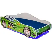 ADRK Furniture Lastensänky Led Speed, 70x140 cm, vihreä