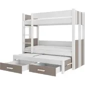 ADRK Furniture Kerrossänky Artema patjoineen, 90x200 cm, valkoinen/ruskea