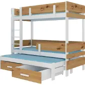 ADRK Furniture Kerrossänky Furniture Etapo 80x180 cm, valkoinen/ruskea