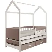 ADRK Furniture Lasten sänky Jaspis, 80x180 cm, ruskea/valkoinen