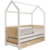 ADRK Furniture Lasten sänky Jaspis, 80x180 cm, ruskea/valkoinen