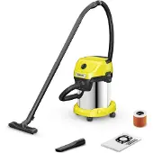Kärcher WD 3 S V-17/4/20 17L 1000W -märkä-kuivaimuri, ruostumaton teräs, keltainen