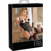 Abierta Fina - avoin body pitsiolkaimilla - musta - 80C/M
