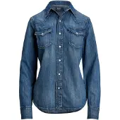 Ralph Lauren for woman. 211969402001 Blue denim Western shirt (XL), Casual, Cotton, Long sleeve