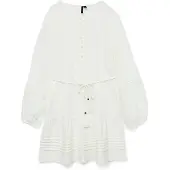Vero Moda Vmolya Ls Short Dress Wvn Ga - White - XS