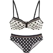 LASCANA Bikini tummankeltainen / musta / valkoinen